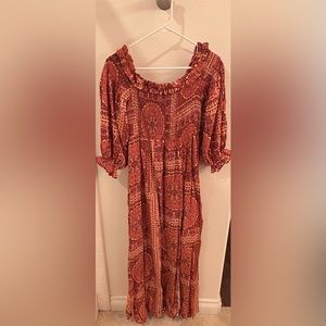 Peasant Sleeve Smocked Maxi